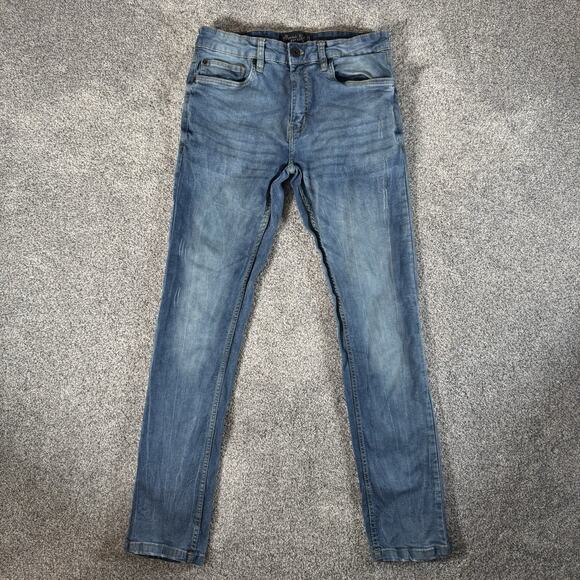 Marc Ecko Cut & Sew Denim Jeans 30X29 Slim Tapered Streetwear Casual Whiskering - Picture 1 of 12